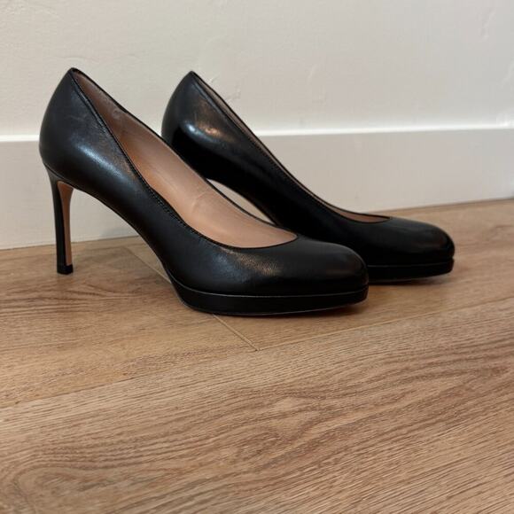 Stuart Weitzman Black Leather Platform Heels – Made in Spain, Size 7 - Picture 3 of 7